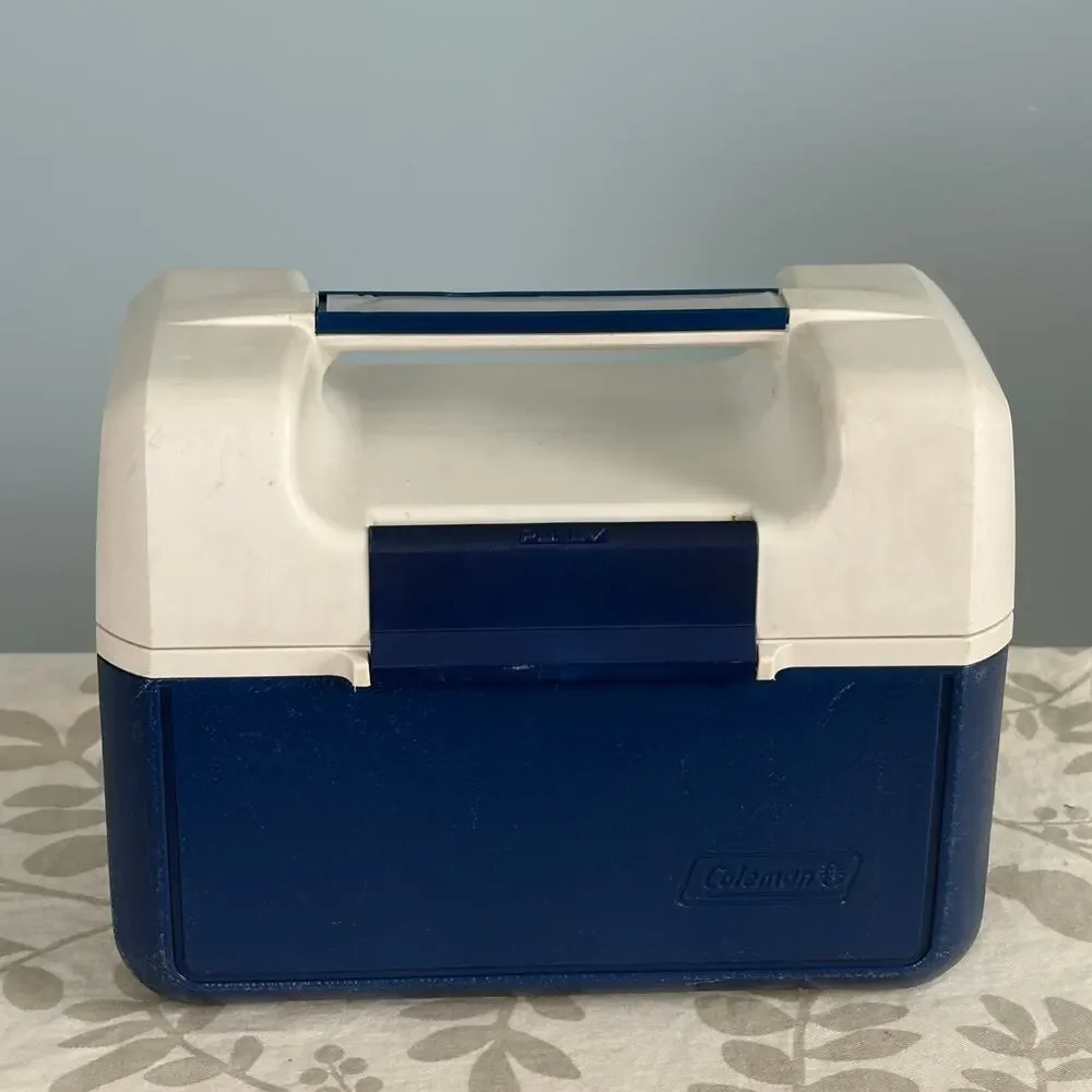 Vintage Coleman Insulated Lunch Box Cooler Blue White Model 903 USA